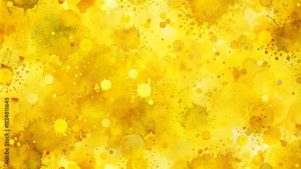 Aufkleber bright yellow watercolor abstract pattern with paint spots and splashes for graphic design and decor