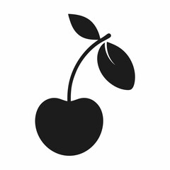 Silhouette of Cherry Black Vector Art Illustration