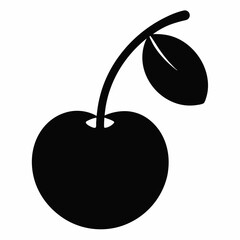 Silhouette of Cherry Black Vector Art Illustration