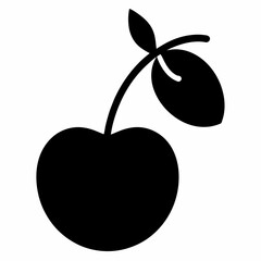 Silhouette of Cherry Black Vector Art Illustration