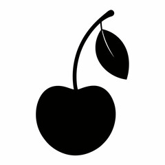 Silhouette of Cherry Black Vector Art Illustration