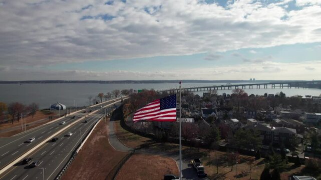 American Flag in the wind, Long Island, New York