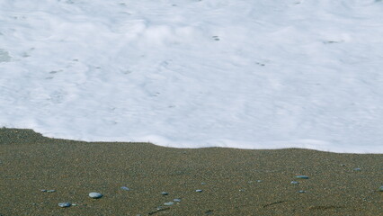 Sea Surf. Waves On The Beach. Clear Water Of The Sea Surf And Sand Beach. Slow motion.