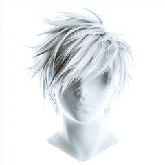 Fototapeta premium Short spiky wig in silver white isolated on white background