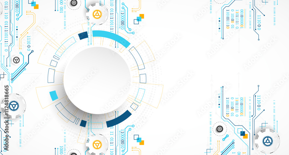Poster vector illustration, hi-tech digital technology and engineering theme.