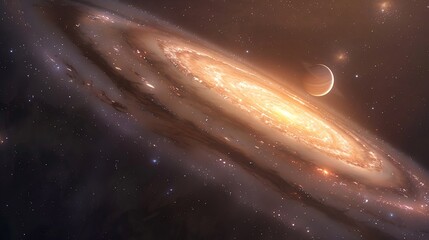 Massive black hole at the center of a swirling galaxy, stars and cosmic debris being pulled into its gravitational abyss, symbolizing destruction and the end of worlds.