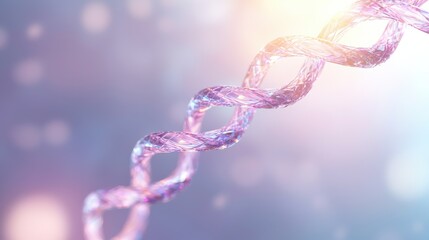 Close-up of transparent dna helix sunlight and biological connections
