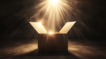 Bright light streaming from a mysterious open box.