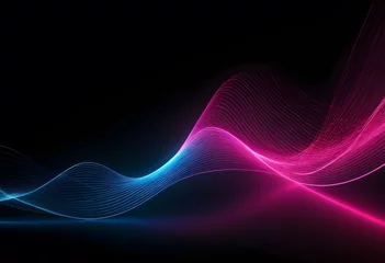Gardinen abstract futuristic background with pink blue glowing neon moving high speed wave lines and bokeh lights. Data transfer concept Fantastic wallpaper © Vishwa