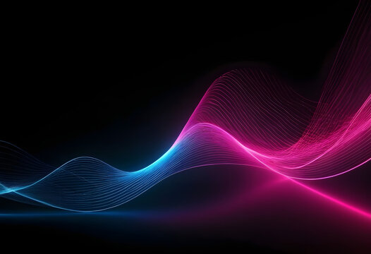 Fototapeta abstract futuristic background with pink blue glowing neon moving high speed wave lines and bokeh lights. Data transfer concept Fantastic wallpaper