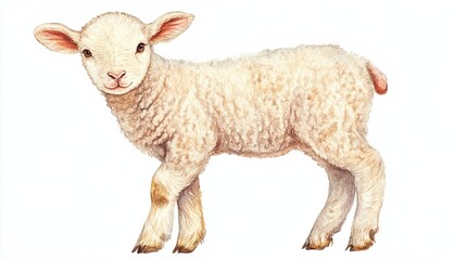 Adorable Watercolor Painting Of A Young Lamb