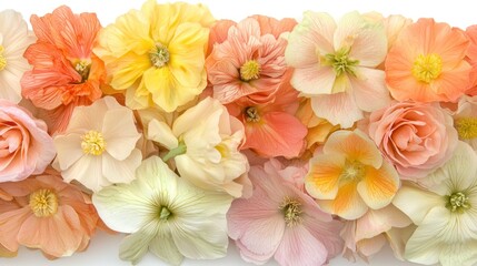 Obraz premium Pastel Flower Arrangement: A Delicate Bloom of Peach, Yellow, and Cream