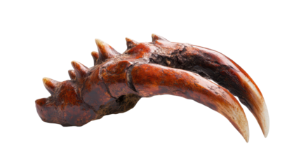Close-up of a bear claw exhibit. transparent background