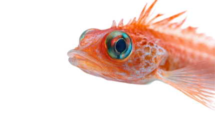 Close-up of a vibrant orange fish swimming. transparent background