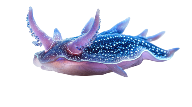 Colorful sea slug with vibrant patterns. transparent background