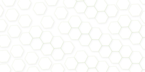 Abstract white hexagon concept background. Seamless pattern with hexagon. Hexagonal white hexagons honeycomb wallpaper. Abstract white lines background.