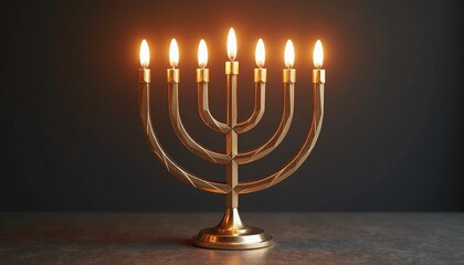 Fototapeta premium Geometrically Designed Modern Hanukkah Menorah in Sophisticated Style.