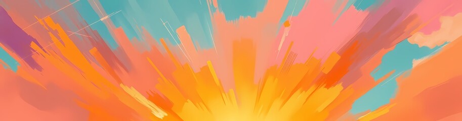 Abstract colorful burst, vibrant sun rays