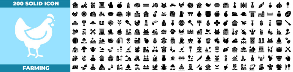 Farming Solid Editable Icons set.