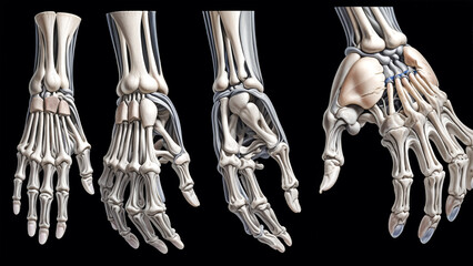 Anatomy of hands, the bones of the hand are visible.