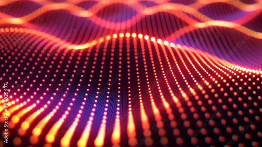 Poster abstract red blue light wave background technology data digital network innovation