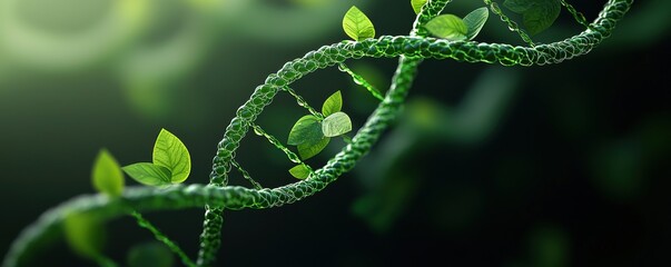 Scientific concept green vines as dna helix in vibrant forest