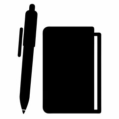 Silhouette Vector of Pen and Notebook