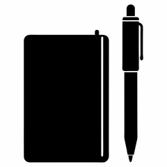 Silhouette Vector of Pen and Notebook