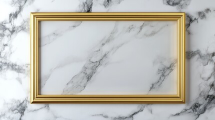 Gold frame on marble background.