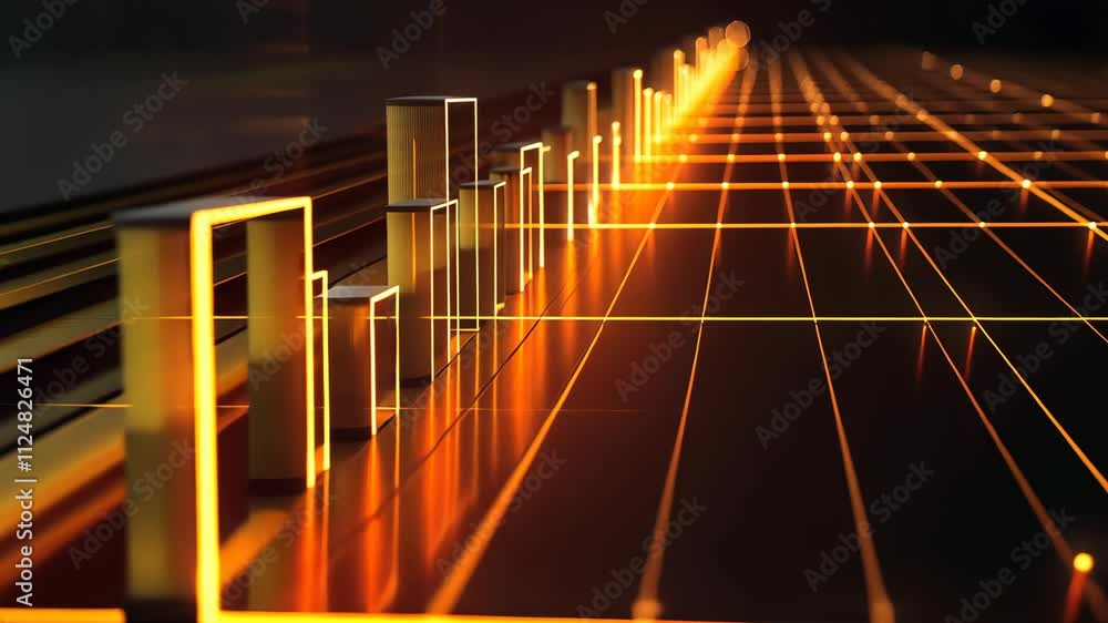 Poster abstract orange glowing lines network technology background