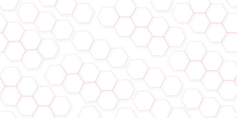 Abstract white hexagon concept background. Seamless pattern with hexagon. Hexagonal white hexagons honeycomb wallpaper. Abstract white lines background.