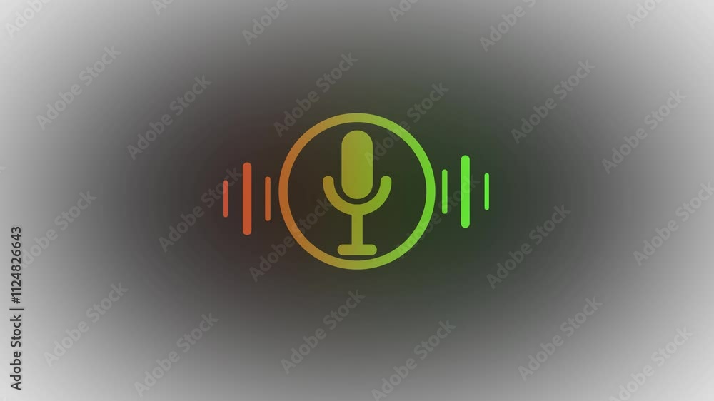 Poster audio microphone icon animation in a black background,the voice recording and podcast mic microphone