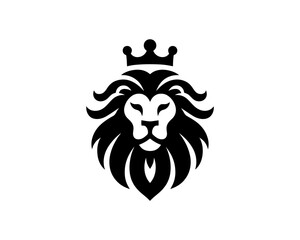 Lion King Silhouette logo design icon symbol vector illustration. Black color lion logo.