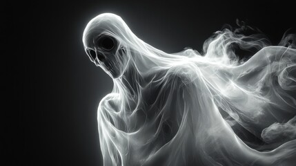 Ethereal ghost figure in flowing shroud.