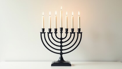 Fototapeta premium Minimalist Hanukkah Menorah Art Perfect for Contemporary Home Decor.