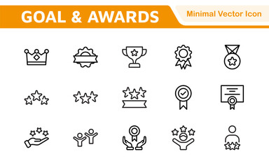 Goal & Awards Icon Set. A motivational collection of icons designed to celebrate achievements and aspirations, perfect for personal development, coaching, and recognition.