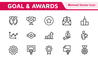 Goal & Awards Icon Set. A motivational collection of icons designed to celebrate achievements and aspirations, perfect for personal development, coaching, and recognition.
