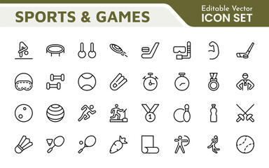 Sports Icon Set. A dynamic collection of vibrant icons representing various sports and activities, perfect for enhancing apps, websites, and marketing materials.