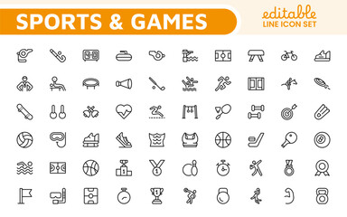 Sports Icon Set. A dynamic collection of vibrant icons representing various sports and activities, perfect for enhancing apps, websites, and marketing materials.