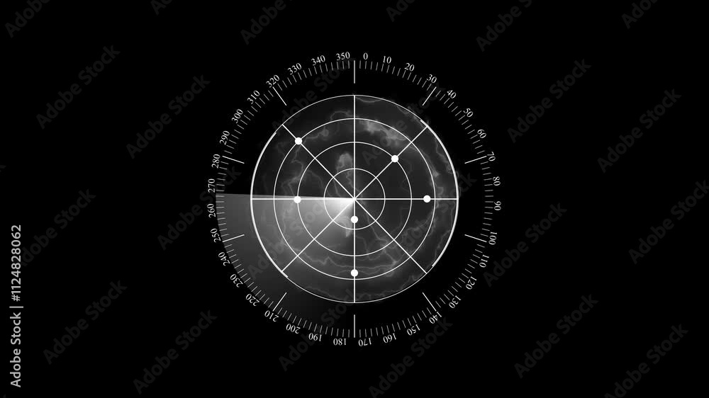 Poster motion graphic of blue color sonar radar screen searching an object with line digital technology bac