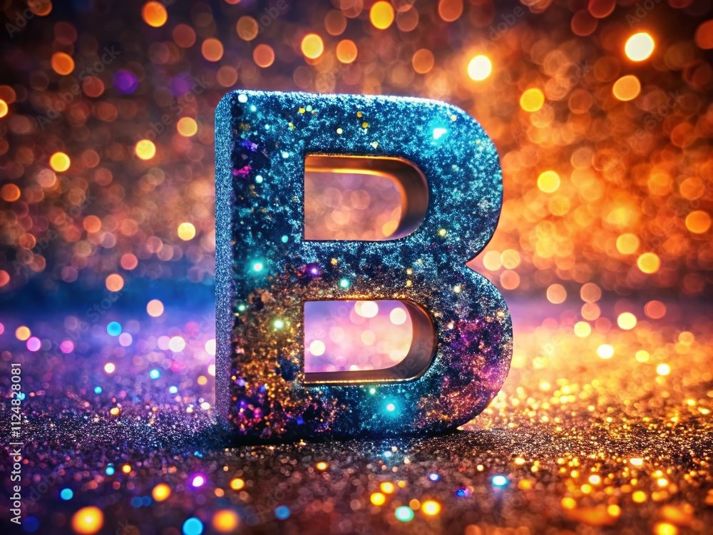 Poster captivating animation of a glittering letter b with sparkling effects for dynamic visuals in creativ