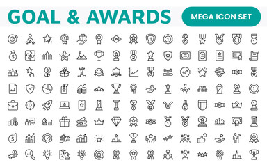 Goal & Awards Icon Set. A motivational collection of icons designed to celebrate achievements and aspirations, perfect for personal development, coaching, and recognition.