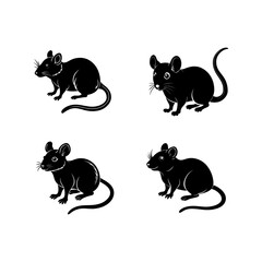 Set of mouse silhouette, black and white silhouette, vector and illustration