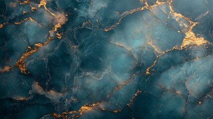Abstract blue and gold marbled design with textured details