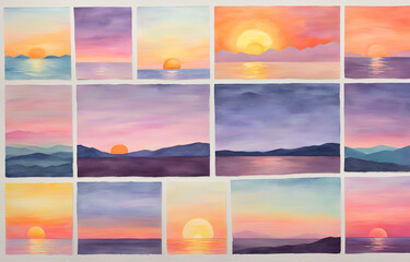 a sunset at dusk depicted 