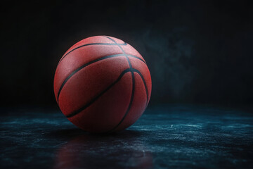 Leather basketball ball on black background. Competition and team sport concept. Generated AI