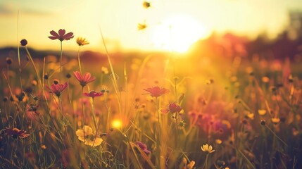 Golden Hour in a Field of Flowers