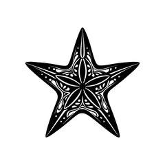 starfish silhouette, black and white silhouette, vector and illustration
