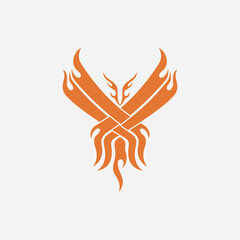 simple logo of phoenix the fire bird