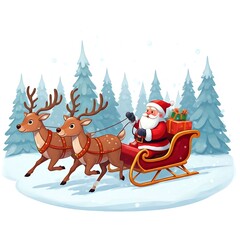 Fototapeta premium santa claus and reindeer